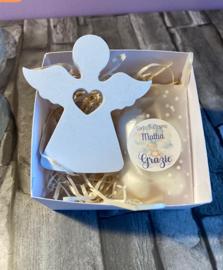Angioletto in ceramica, battesimo, nascita, comunione, cresima, bomboniera
