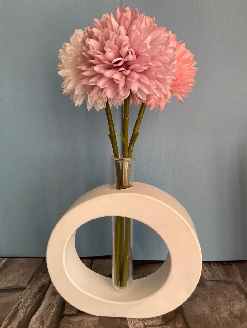 Vaso in Ceramica con Provetta Portafiori | Bomboniera Unica per Matrimonio, Battesimo, Nascita, Comunione e Cresima