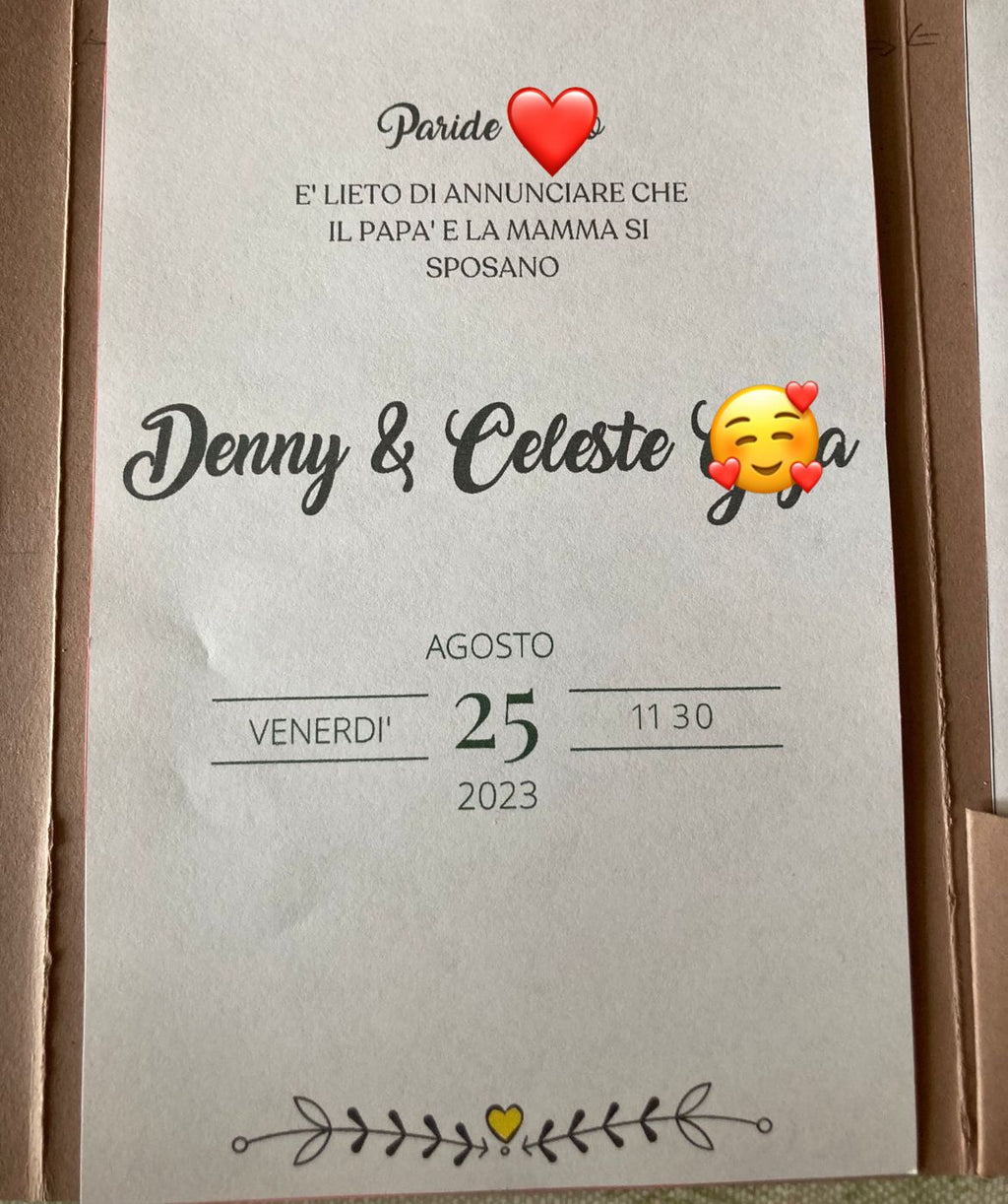 Partecipazioni di Matrimonio sigillo cuore giallo| Carta Pregiata Martellata | Sigillo Ceralacca | Anniversari Speciali