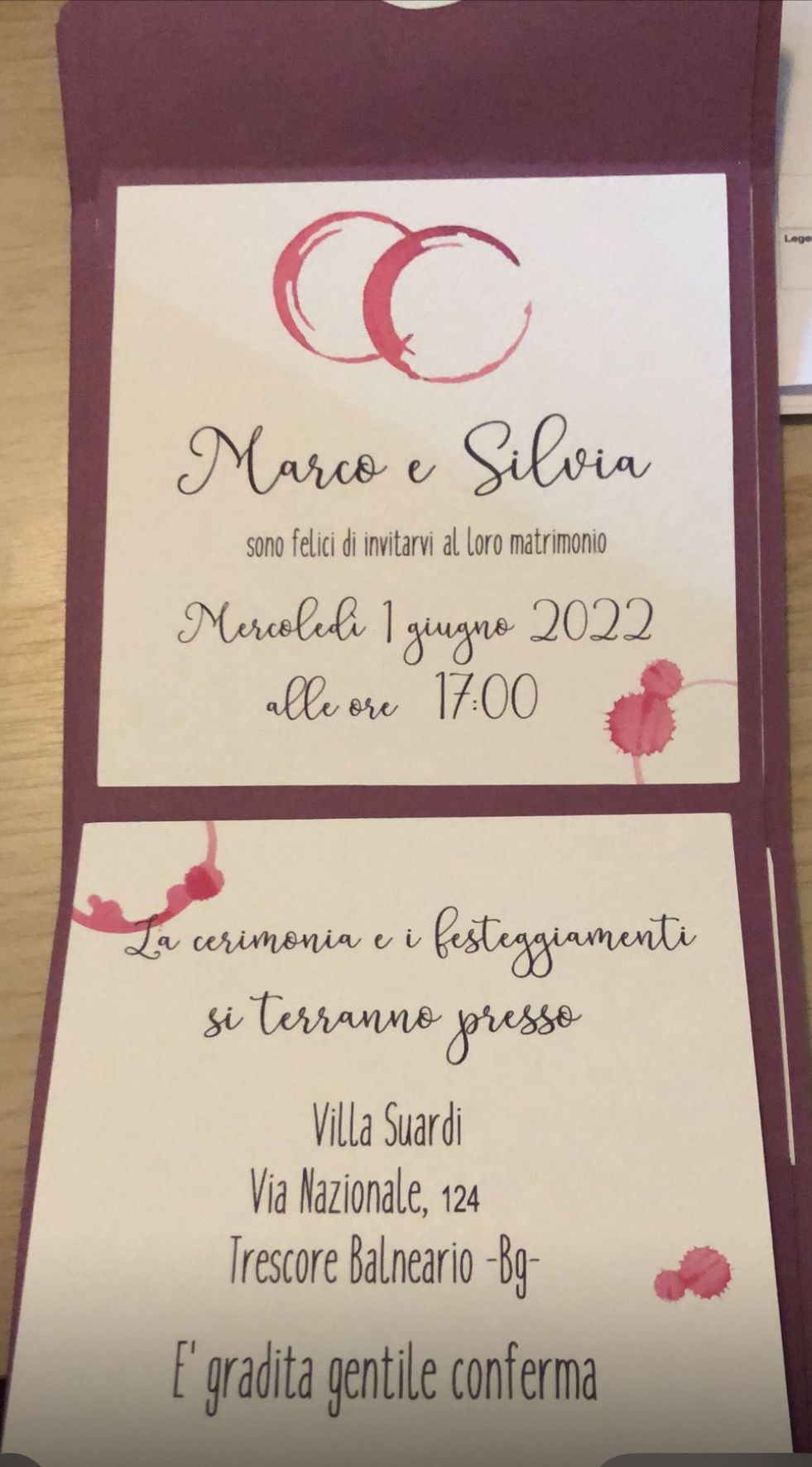 Partecipazioni di Matrimonio tema vino| Carta Pregiata Martellata | Sigillo Ceralacca | Anniversari Speciali e matrimonio