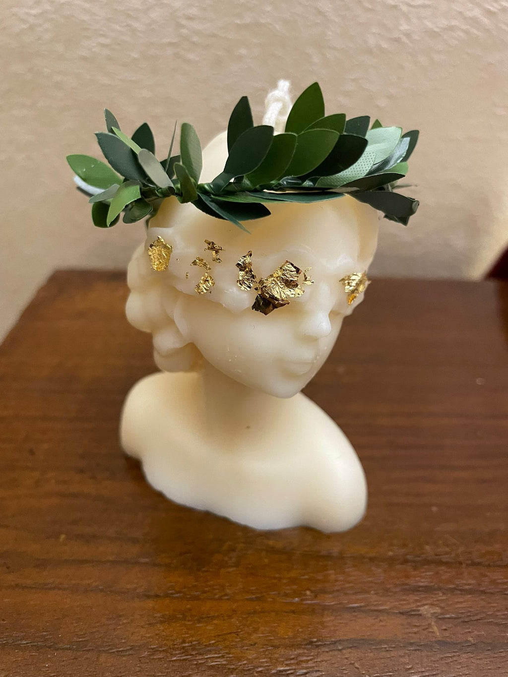 Candela dea bendata, cera di soia, bomboniere, laurea, battesimo