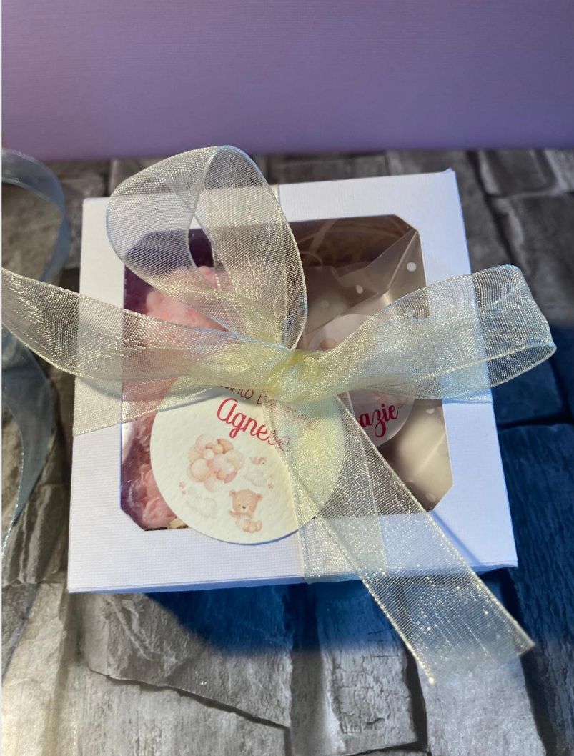 Candela orsetto con coniglietto, cera di soia, battesimo, nascita, bomboniera