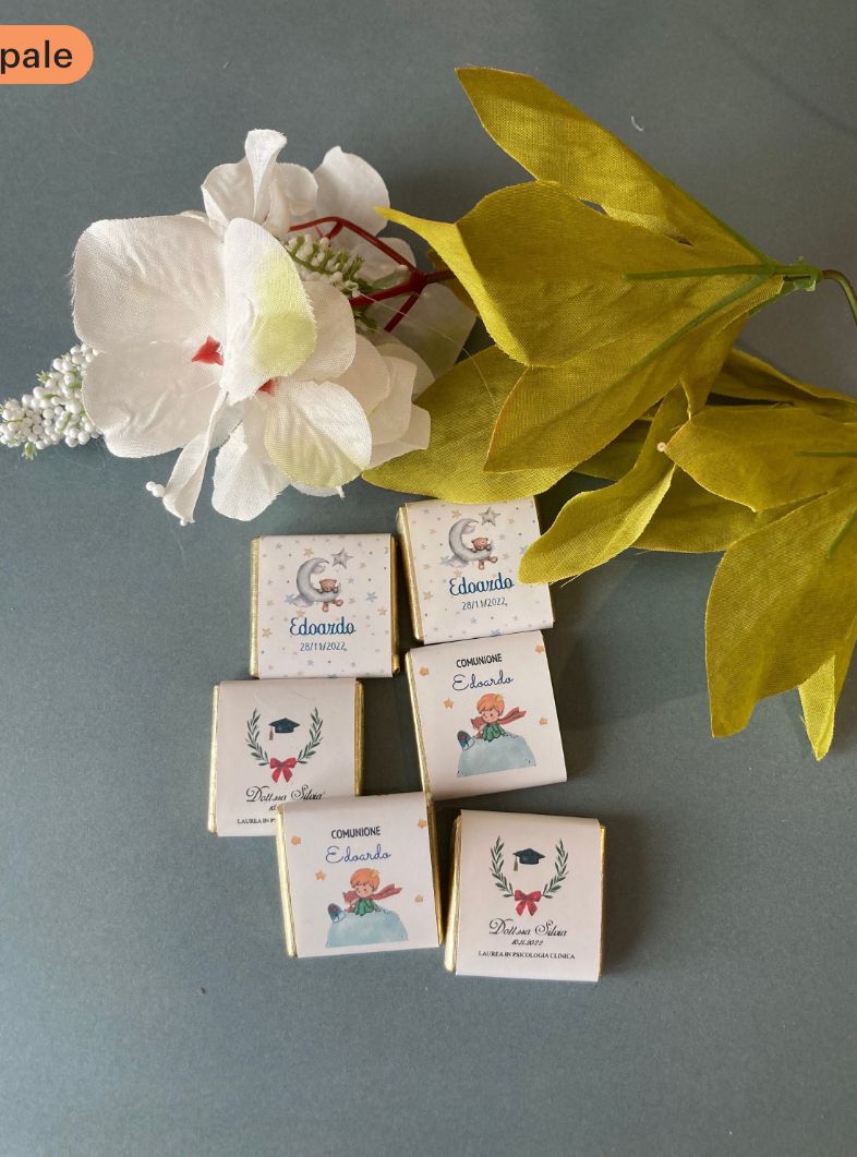 cioccolatini personalizzati, bomboniere, battesimo, laurea, comunione