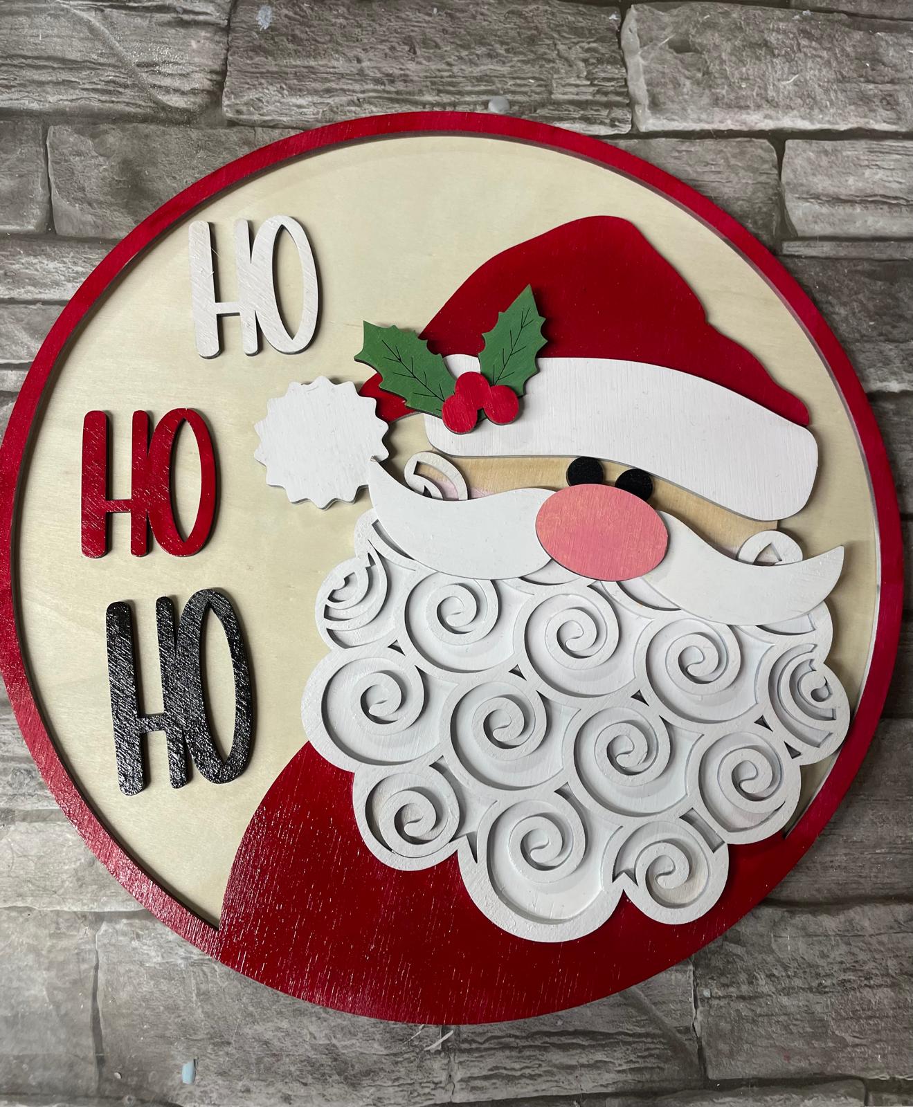 Fuoriporta natalizio in legno, realizzato e dipinto a mano