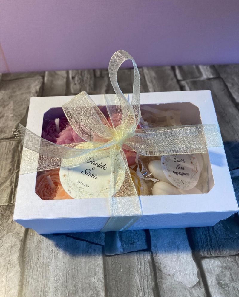 Candele boccioli peonie, cera di soia, battesimo, nascita, matrimonio bomboniera