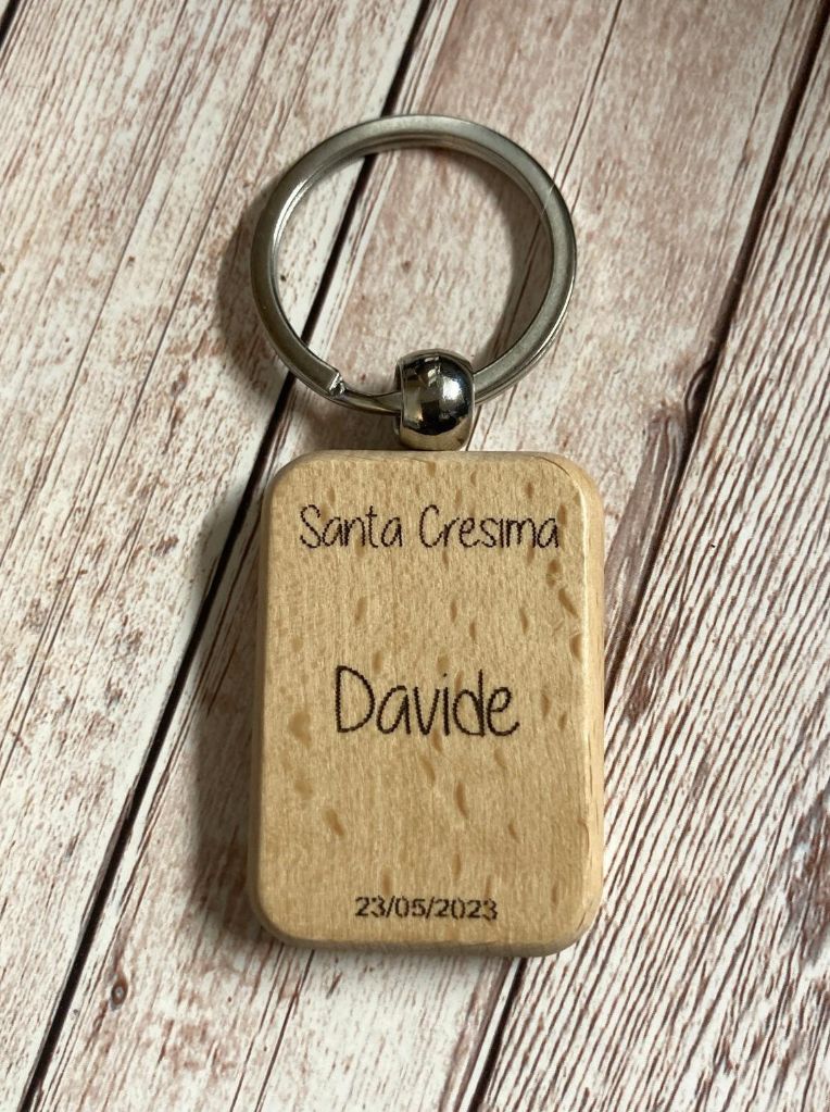 Portachiavi Personalizzato in Legno Inciso | Idea Regalo per Matrimonio, Comunione, Cresima e Battesimo