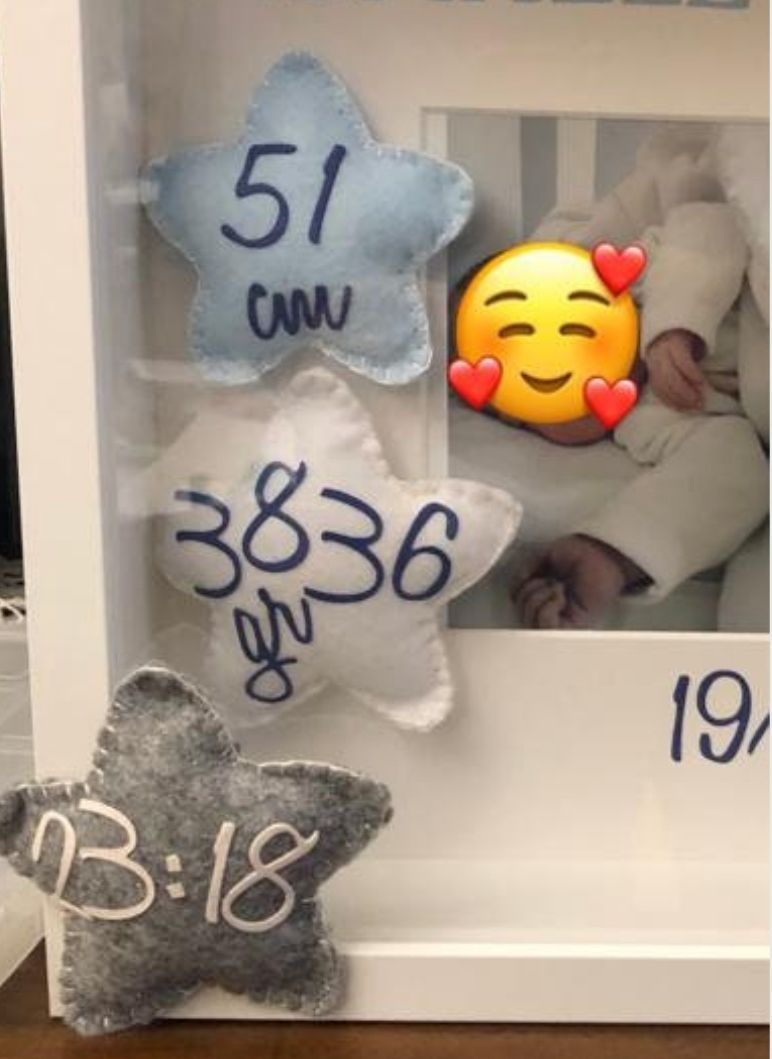 Quadretto personalizzato NASCITA con i dati del bimbo Shadow box  New Baby - Cornice in legno 25x25 prof. 5 cm.